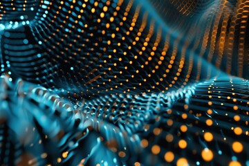 Poster - dynamic blue-orange digital wave pattern with depth effect