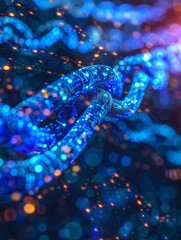 Poster - Abstract Blue Chain Link With Bokeh Lights