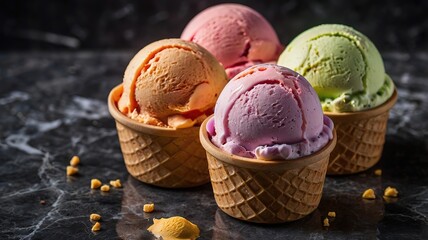 Canvas Print - Sweet cone ice cream flavors