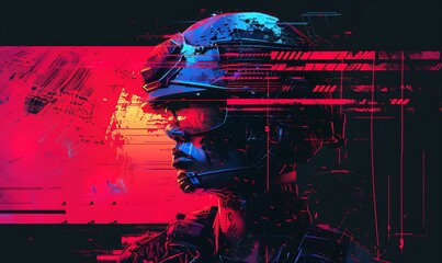 Futuristic Airsoft Battle Vivid Colors, Synthwave Style, Screen Printed T-Shirt