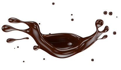 Wall Mural - chocolate splash isolated on a white background. Clipping path. 3d rendering