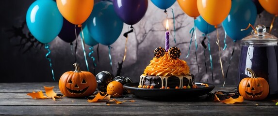 Wall Mural - birthday party halloween theme abstract concept background wallpaper for banner copy space