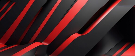 Wall Mural - red stripes on black abstract concept background wallpaper for banner copy space