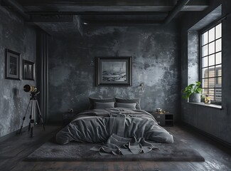 Wall Mural - Luxury interior design of a large modern studio apartment with a double bed