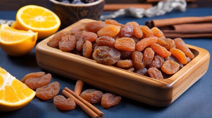 Sticker - dried fruits and nuts on wooden table