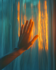 Canvas Print - hand reaching out of the Curtains