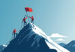 © Sagar - illustration of people climbing a mountain with a flag