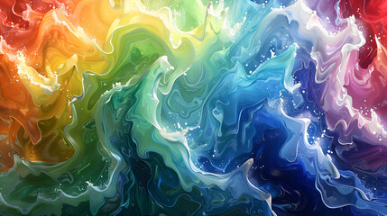 Wall Mural - Abstract composition of wavy elements with gradients and blur effects ,Vibrant rainbow wave abstract background for creative design projects and artwork bstract background with glowing lines 
