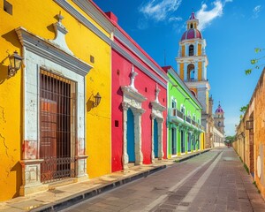 Wall Mural - The historic walled city of Campeche, with its colorful colonial buildings and rich history 