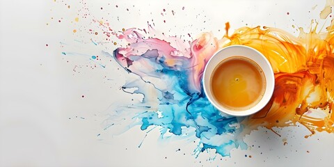 Wall Mural - Watercolor circle mark on white background resembling spilled drink on paper cup. Concept Art, Watercolor, Illustration, Abstract Art, Circular Patterns