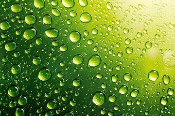 Wall Mural - green background  Water drops on green background