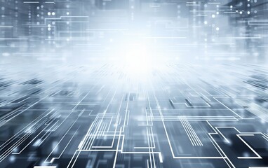 Poster - Futuristic Technology Background With Glowing Lines And Geometric Shapes. Concept for Big Data, Artificial Intelligence, Machine Learning,  and Innovation.