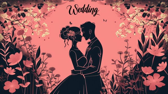 Romantic allure: captivating wedding invitation card adorned with text wedding, blending elegance and sentiment in beautiful design, perfect for announcing and inviting to joyous celebration of love.