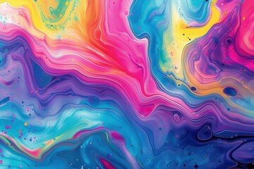 Wall Mural - psychedelic art swirling paint creating mesmerizing marbled effect with vibrant colors evoking fluid