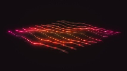 Poster - Abstract Colorful Mesh Grid Background/ Animation of an abstract glowing mesh surface waving with depth of field blur