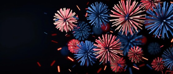 A conceptual image of vibrant fireworks bursting in the sky, perfect for an Independence Day banner with ample copy space