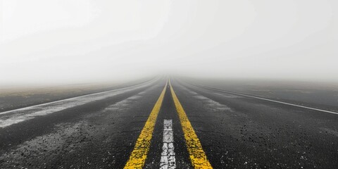 Aufkleber - A straight road with a yellow center line, perfect for transportation or infrastructure illustration