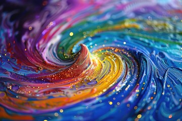 Poster - A detailed view of a vibrant, swirling pattern from a painted artwork
