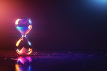 Aufkleber - A glass hourglass with vibrant lights emanating from within, ideal for illustrating time, patience, or creativity concepts