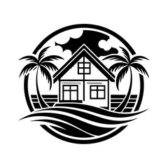 Wall Mural - generate-a-beachfront-paradise-vector-logo-for-a-r