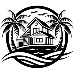 Wall Mural - generate-a-beachfront-paradise-vector-logo-for-a-r