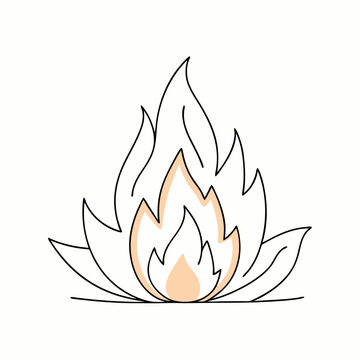 Continuous single line bonfire drawing and outline fire concept art illustration  (18)