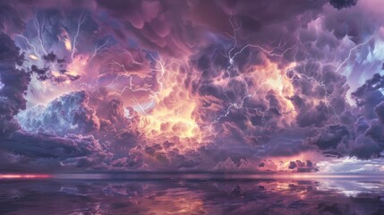 Wall Mural - A stormy cloud fills the sky above a calm lake, perfect for weather or nature-themed designs
