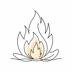 Wall Mural - Continuous single line bonfire drawing and outline fire concept art illustration  (26)