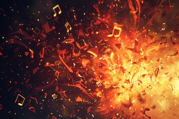 Poster - A bunch of musical notes flying in the air, great for creative projects