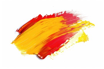 Poster - A pair of bright red and yellow brush strokes on a white background