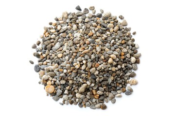 Poster - A single pile of gravel resting on a white surface, with clean lines and defined edges