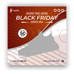 Black friday super sale shoes social media post design template