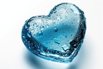 Poster - A heart-shaped ice cube with water droplets, perfect for creative uses