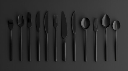 Poster - A collection of forks and spoons arranged neatly next to each other