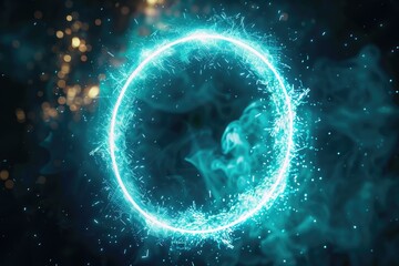 Poster - A ring of blue sparks illuminates the darkness