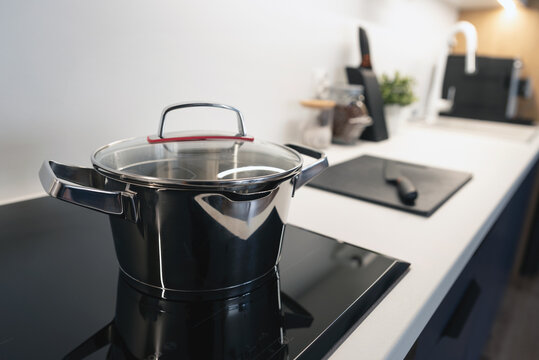 Pot in the kitchen on the induction hob