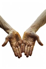 Poster - Two hands clasped together on a white background