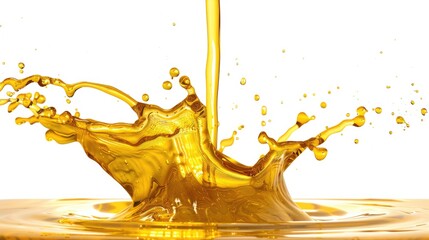 Aufkleber - A close-up of yellow liquid splashing onto a white surface, great for illustrating chemical reactions or biological processes