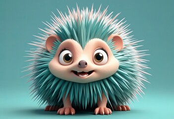 Sticker - Cute Porcupine animal cartoon 3D illustration