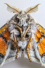 Aufkleber - Close-up image of a moth's body and wings on a white background, useful for biology or entomology-related projects