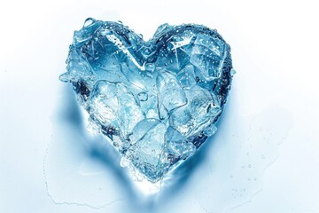 Poster - A close-up shot of an ice heart on a white surface, perfect for winter-themed designs and celebrations