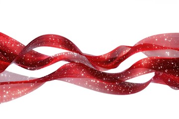 Wall Mural - A close-up shot of a red ribbon against a plain white background