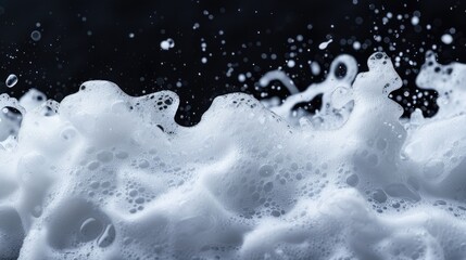 Poster - A close-up shot of a foamy wave on a black background, suitable for use in abstract or minimalist designs