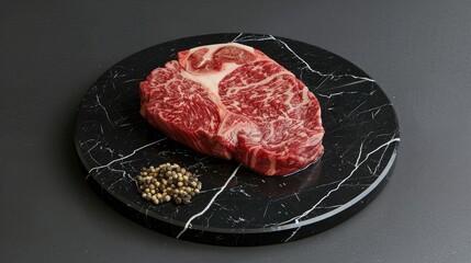 Sticker - Marbled beef on black marble plate