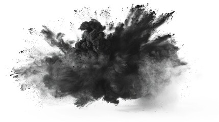 Poster - A black and white photo of a dust cloud in mid-air, with a blurred background