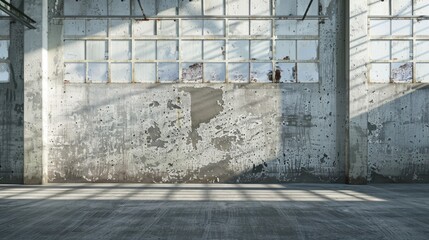 Wall Mural - Industrial building with cracked concrete wall for design and work surfaces