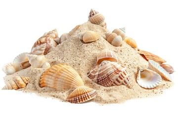 Poster - A collection of seashells arranged on a clean white surface