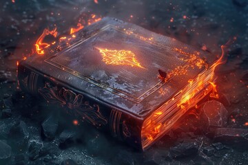 Poster - A book with a flame on top, great for illustrations about knowledge and wisdom