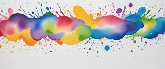 Wall Mural - Creative white background art painting with colorful rainbow splashes in an elegant ellipse frame