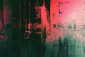 Aufkleber - A vibrant abstract painting featuring a city scene with red and green colors, ideal for use in illustrations or design projects